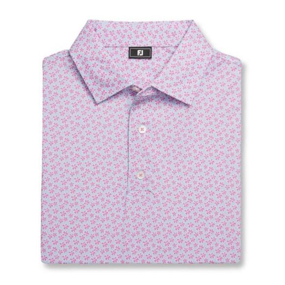 FootJoy Men's Pink Lemonade Skyway Floral Sketch Print Lisle Polo Size XL - Picture 9 of 9